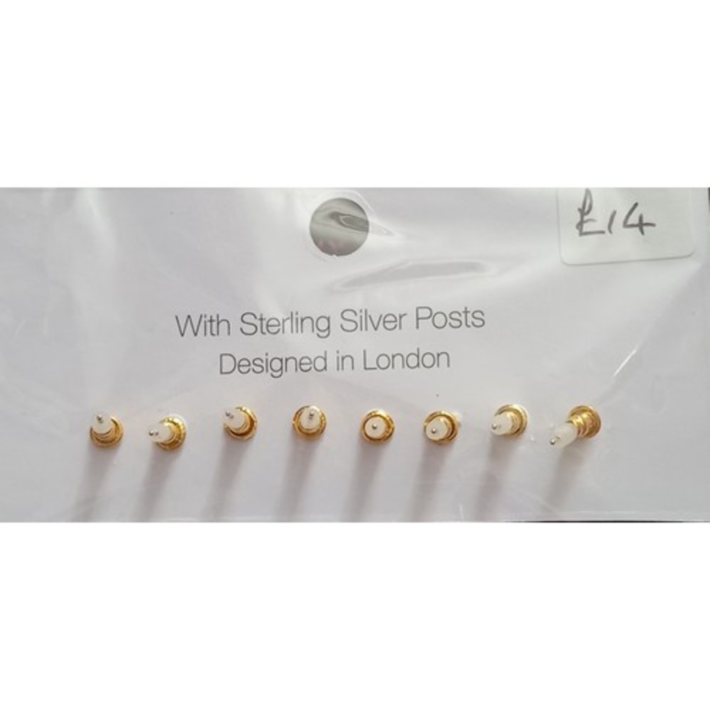 BNWT Set of 4 Big Metal London Neon Studs Shapes w Sterling Silver Posts - Picture 4 of 4